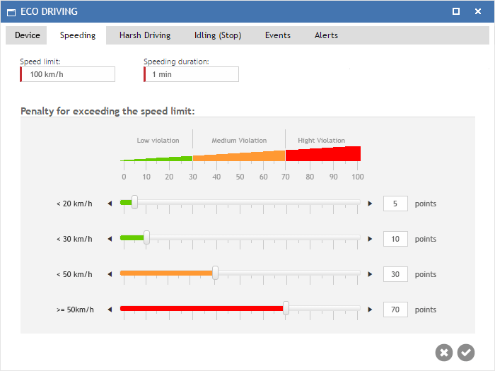 Agregar Eventos personalizados de Eco Driving en dispositivos GPS