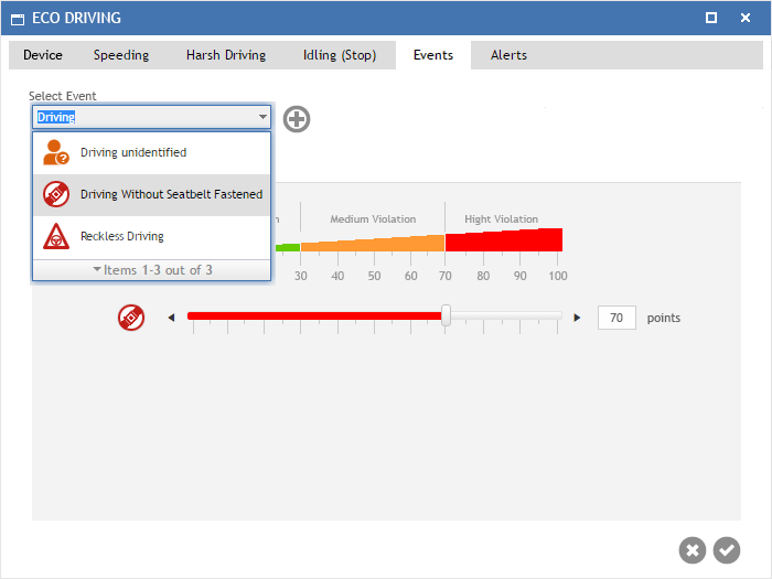 Agregar Eventos personalizados de Eco Driving en dispositivos GPS
